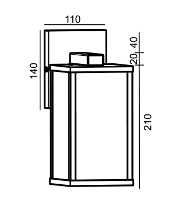 Nelipuolinen lasiseinävalaisin HR60722 Nelipuolinen lasiseinävalaisin HR60722
